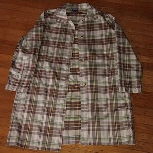 GAP Brown, Cream & Green Plaid Button-Front Jacket